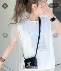 【mily bilet】チュール重ね着レイヤード風シルバー箔プリントTシャツのサムネイル