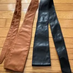 ブラウンとブラックのスリムベルト