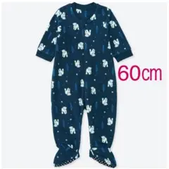 【新品未使用】ユニクロ ベビー フリース足つきロンパース(クマ) 60