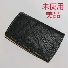 未使用品 英語字体 レザー パスケース カードケース 名刺入れ