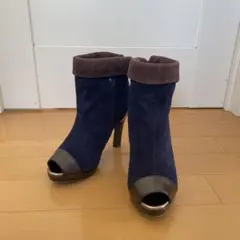 Au BANNISTER ショートブーツ ネイビー スエード 23cm