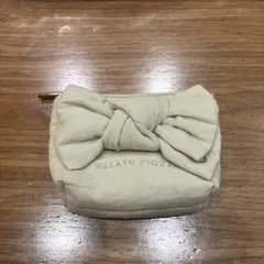 GELATO PIQUE グリーンベージュリボンポーチ