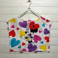 【東京ディズニーリゾート限定】ミニーマウス ショート丈 Tシャツ ハート柄 総柄