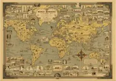 アンティーク　ヴィンテージカフェ風　世界地図ポスター 男前インテリアのサムネイル