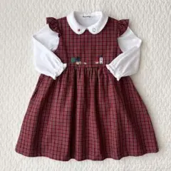 現行品　ファミリア　チェック　ワンピース 100