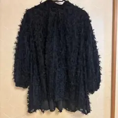 SHE Tokyo モケトップス ブラック feather 立体素材 5部袖 - メルカリ