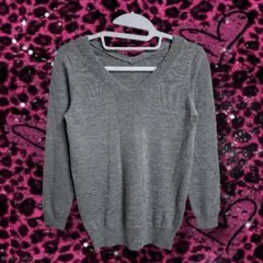 INDIVI グレー ラメ Vネックニット Y2K 00s 平成ギャル グランジ