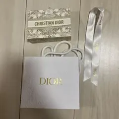 Dior ショップ袋 小型 ホワイト レザー調 リボン付き