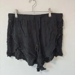 シーイン SHEIN ショートパンツ フリル 無地 2XL 黒 夏 リゾート 海