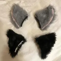 コスプレ 黒 グレー 猫耳 黒猫 ヘアピン カチューシャ
