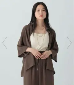 LEPSIM マルチメット5分袖シャツ　ダークブラウン