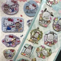 ①【2枚】キティ★ポチャッコ ウォーターシール フレイク入り