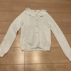 H&M フリル付きアイボリーカーディガン　140