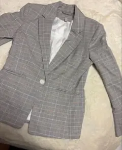 H&M グレー系チェック テーラードジャケット S