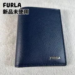 新品未使用 FURLA フルラ カードケース ミニウォレット レザー ネイビー