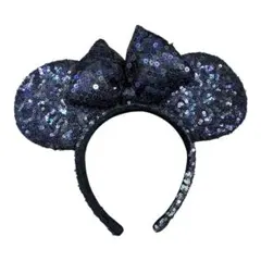 ディズニーミッキー型スパンコールカチューシ黒