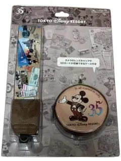 ディズニー　カメラストラップ　レンズケース付き　ミッキー　一眼レフ用　35周年