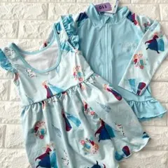 【110サイズ】ディズニー　プリンセス ワンピース 水着・ラッシュガードセット