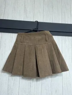SHEIN コーデュロイ プリーツスカート ミニ ブラウン 韓国ファッション