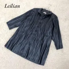 【極美品】現行タグ Leilian レリアン ロングコート 13+ アルパカ混 レリアン Leilian コート （ネイビー） - ファッション通販