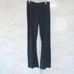 グローバルワーク リブ編み 黒 フレアパンツ ニット フレア レギパン M