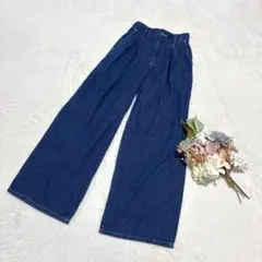 【ジーユー】GU ライトデニムワイドパンツ ブルー S