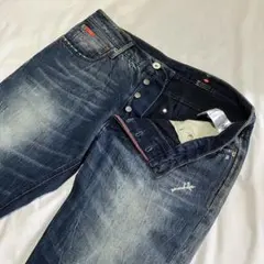 【美品/ストレートボタンフライ/セルビッチデニム】W36/ヴィンテージ加工のサムネイル