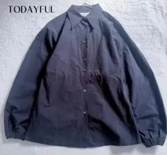 トゥデイフル タックドレスシャツ バンドカラー ドット柄 胸元配色