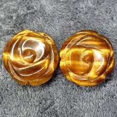 B329　イエロータイガーアイ　薔薇カット　約18ミリ