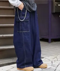 retock's ロゴ刺繍ワイドデニムカーゴパンツ　Sサイズ　新品未使用