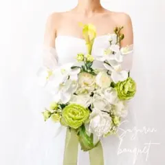 イエロー ウェディングブーケ 前撮り 韓国ブーケ 造花 結婚式 黄色