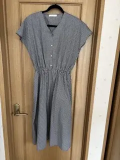 ギンガムチェック 半袖シャツワンピース