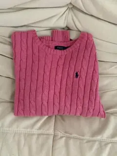 POLO ピンク ケーブルニット 長袖