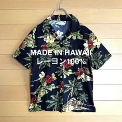 ハワイ製/XL】Waimea Casuals アロハシャツ ハイビスカス 黒 