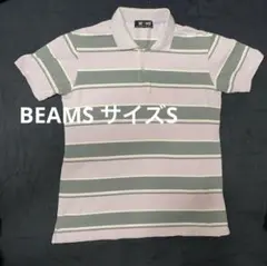 美品BEAMS ビームスストライプポロシャツ ピンクパープル/グレー/ メンズSのサムネイル