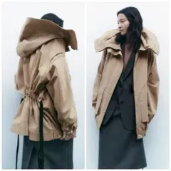 ZARA　オーバーサイズコットンパーカ　Mサイズ　ベージュ系