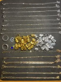 金属製アクセサリーセット（チェーン・リング）　KZQ ブレスレット　ヘアアクセ