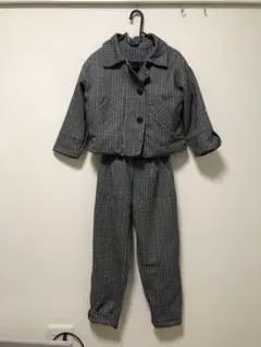 140cm チェック柄ジャケット・パンツ セットアップ