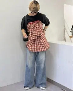 【美品】CIAOPANIC TYPY ポコポコチェックシャツ 長袖 赤チェック柄