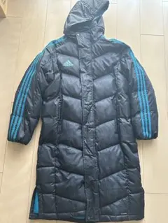 adidas フード付きダウンコート ネイビー160