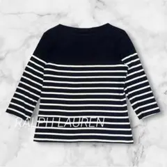 ラルフローレン レディース Tシャツ ボーダー 綿 紺白 L フレンチカジュアル