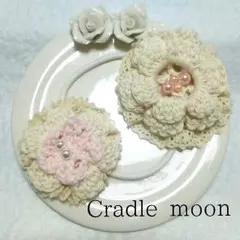 パステルカラーのお花のヘアゴム＊いちごミルク