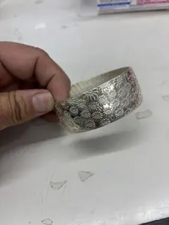 オーダーバングル 純銀 唐草 花 sv925 sv999 - メルカリ