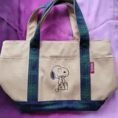 PEANUTS スヌーピー トートバッグ チェック柄