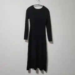 岡部あゆみさんコラボ/フレアニットロングワンピース/ブラック
