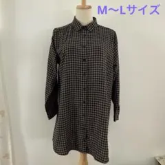 長袖チュニック　秋春服　M〜L チェック　黒&茶色