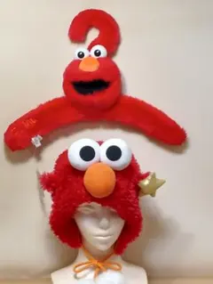 【USJ】セサミストリート　エルモファンキャップ＆モコモコハンガー　2点セット