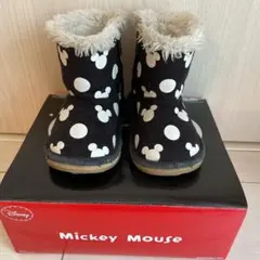 ベビーブーツ　ディズニー　13 黒　ドット　ムートン