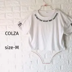 300円〜 COLZA 首元袖ロゴ ショート丈半袖Tシャツ ホワイト M 韓国風のサムネイル