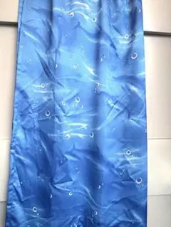 イルカ柄 ドレープカーテン ブルー